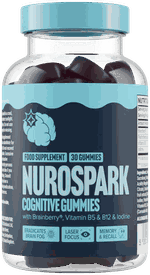 Flacon de Nurospark Cognitive Brain Gummies avec 30 gommes, Brainberry®, vitamines B5 et B12 et iode